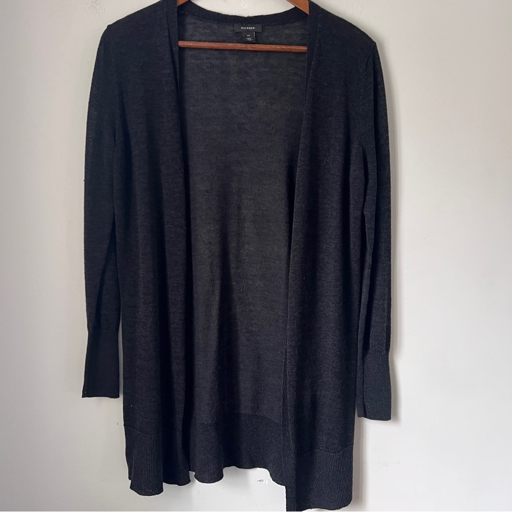 Women's Dark Grey Black Cardigan Sweater
